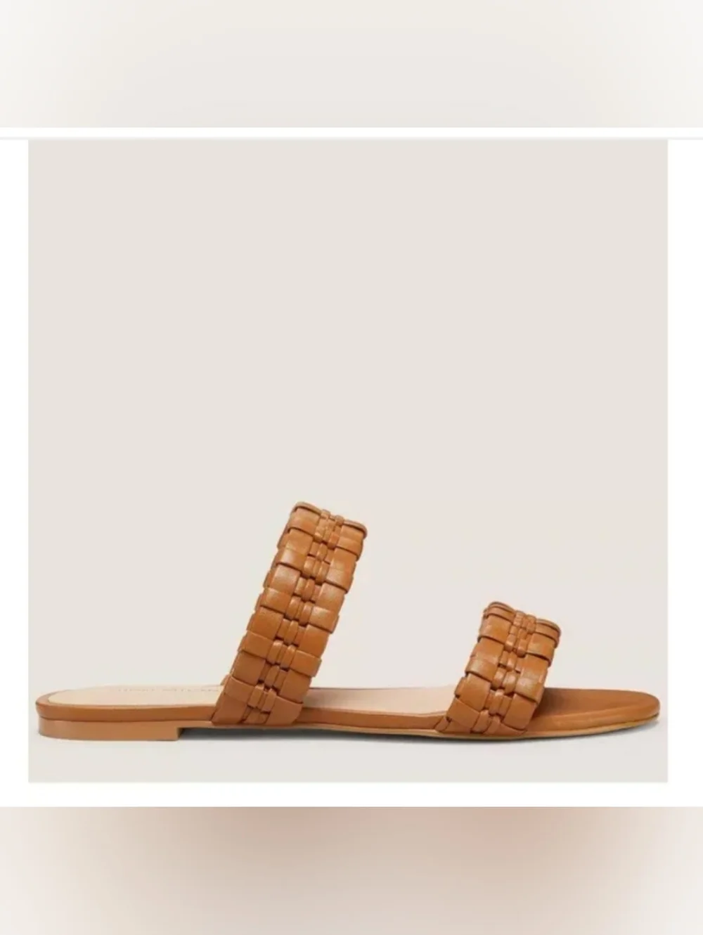 Stuart Weitzman Venice natural‎ woven Strap double strap band Slide flats size 9 - Picture 2 of 3